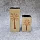 Hand Painted Wooden Candle Holder Pair Decor